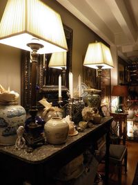 Antique Frenche console with Persian and Chinese pots and seashells